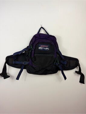 Vintage 90’s JanSport Made in USA Hiking Waist Pack Purple Black Padded